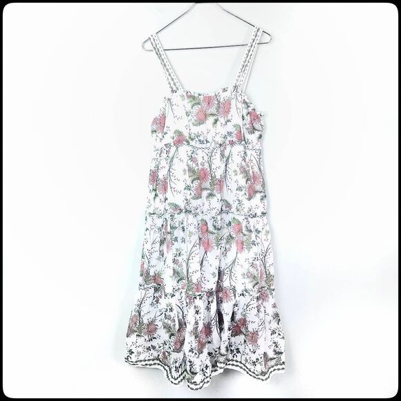 MAX STUDIO NWT White & Pink Floral Botanical Boho Tiered Maxi Dress X-Large - Picture 3 of 10